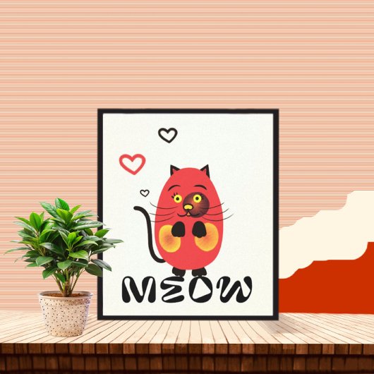 可愛い赤猫 キャンバスプリント
