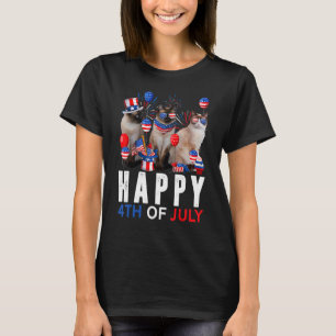 可愛い赤白青シャム猫パトリオティックハッピー4t tシャツ