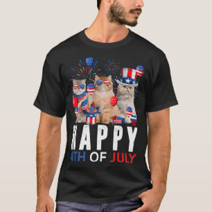 可愛い赤白青ペルシャ猫パトリオティックハッピー4t tシャツ