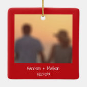 可愛い赤縁どカスタムい写真の名前はクリスマス セラミックオーナメント (裏面)