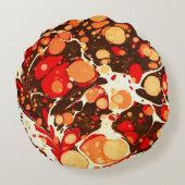 可愛い赤茶色のオレンジ色の抽象芸術石 ラウンドクッション (裏面)