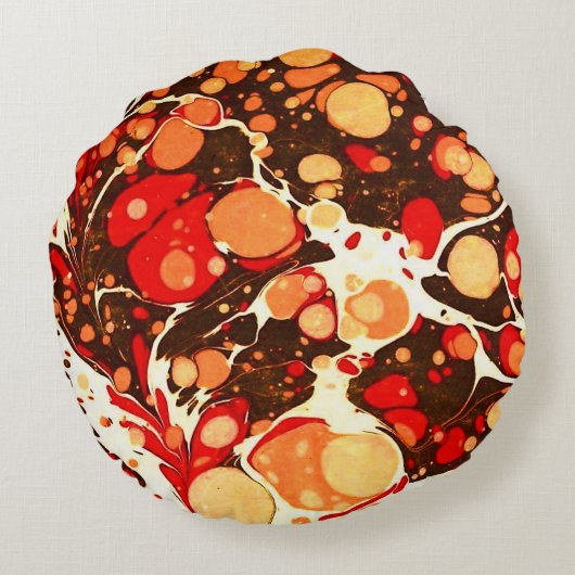 可愛い赤茶色のオレンジ色の抽象芸術石 ラウンドクッション (裏面)