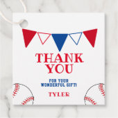 可愛い赤青の球旗ありがとう フェイバータグ (正面)