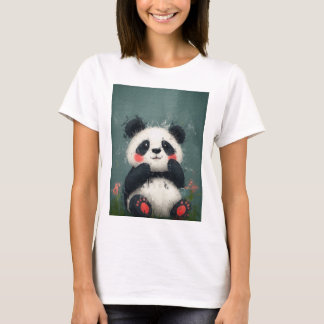 可愛い赤面パンダ – デジ絵を描タル Tシャツ