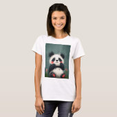 可愛い赤面パンダ – デジ絵を描タル Tシャツ (正面フル)