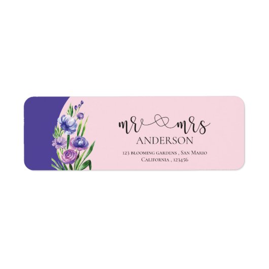 可愛い赤面ピンクのミセス・フローラ結婚の住所 ラベル (正面)