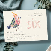 可愛い赤面ピンクバーディエイジエージ6位誕生日招待状 サンキューカード