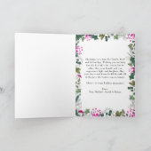 可愛い赤面ピンクベリー緑の木の緑の写真クリスマス カード (内部)