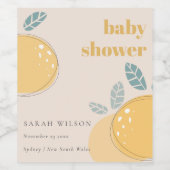 可愛い赤面ピーチレモンフルーティはっきりしたベビーシャワー ワインラベル (シングルラベル)