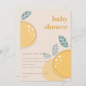 可愛い赤面ピーチレモンフルーティはっきりしたベビーシャワー 招待状 (正面/裏面)