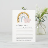 可愛い赤面ブルークラウドレインボーアドバイスベビーシャワー エンクロージャーカード (スタンド正面)