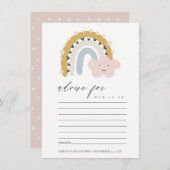 可愛い赤面ブルークラウドレインボーアドバイスベビーシャワー エンクロージャーカード (正面/裏面)