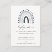 可愛い赤面ブルーハートレインボーディスプレイ赤ちゃんシャワー エンクロージャーカード (正面)