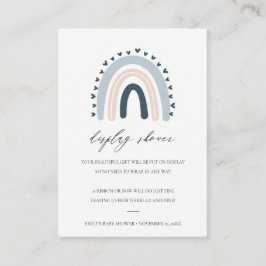 可愛い赤面ブルーハートレインボーディスプレイ赤ちゃんシャワー エンクロージャーカード
