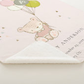 可愛い赤面ベアバルーンモノグラムガーリーベビースタット シェルパブランケット (3/4)