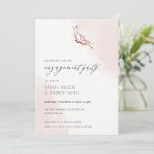 可愛い赤面水彩蝶婚約招待状 サンキューカード (スタンド正面)