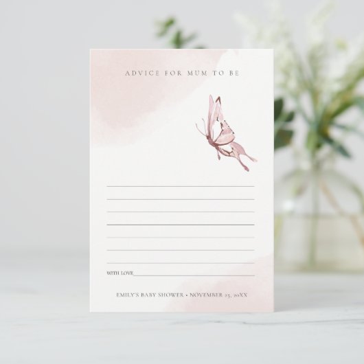 可愛い赤面蝶ママ赤ちゃんシャワー用アドバイス エンクロージャーカード (スタンド正面)