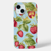 可愛い赤、パステルブルーと金ゴールドラズベリーフルーツ Case-Mate iPhoneケース (裏面)