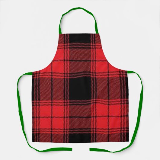 可愛い赤、黒、グレーの格子柄シェフのベーカー女性 エプロン (正面)
