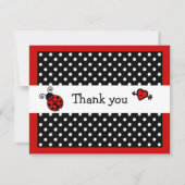 可愛い赤Ladybugフラットサンキューノートカード ノートカード (裏面)