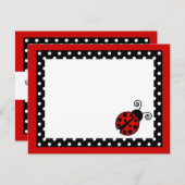 可愛い赤Ladybugフラットサンキューノートカード ノートカード (正面/裏面)