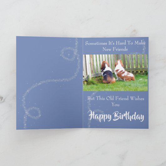 可愛い走バースデーカードに乗ったのバーセット&ディアー カード (内部)