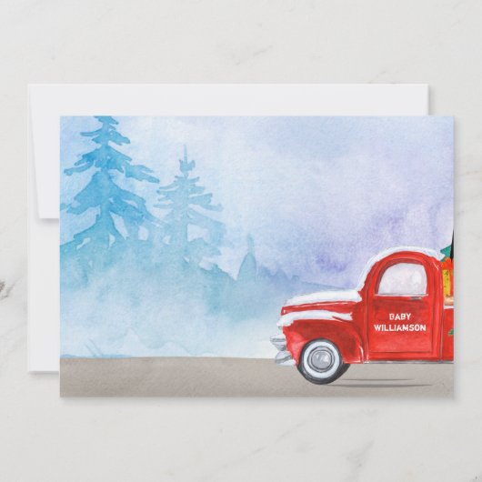 可愛い超音波写真レッドクリスマストラックベビー 案内状 (裏面)