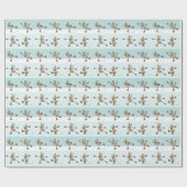 可愛い踊りトナカイのクリスマスラッピング紙 ラッピングペーパー (フラット)