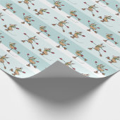 可愛い踊りトナカイのクリスマスラッピング紙 ラッピングペーパー (角)