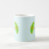 可愛い踊りブルーアヒルと水玉傘 コーヒーマグカップ (中央)