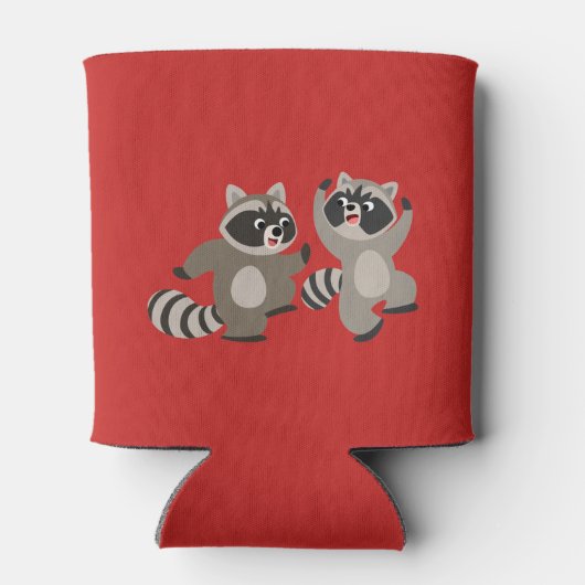 可愛い踊り漫画のアライグマ 缶クーラー (裏面)