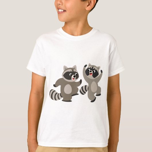 可愛い踊り漫画アライグマ子供Tシャツ トライブレンドＴシャツ (正面)