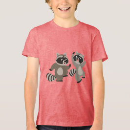 可愛い踊り漫画アライグマ子供Tシャツ トライブレンドTシャツ