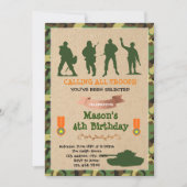 可愛い軍隊の軍隊誕生日の招待 招待状 (正面)