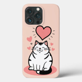可愛い輪郭の太ったハートはっきりした猫 iPhone 13 PROケース