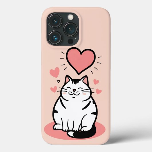 可愛い輪郭の太ったハートはっきりした猫 Case-Mate iPhoneケース (裏面)