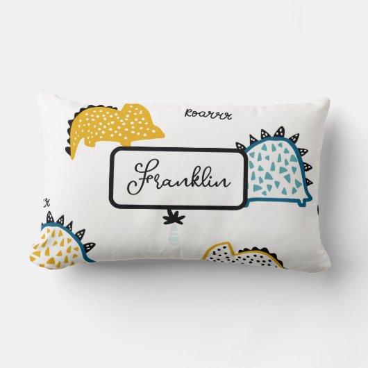 可愛い轟音の恐竜のパターン ランバークッション (正面)