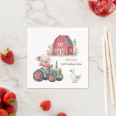 可愛い農園動物豚の誕生日パーティー スタンダードカクテルナプキン (インサイチュ)