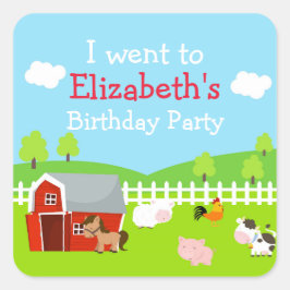 可愛い農園動物「行った」 スクエアシール