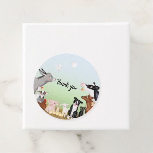 可愛い農園感謝してい動物のパーティー好意ラベル フェイバータグ (インサイチュ)