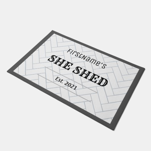 可愛い農家が設立彼女がタイルを流すデザイン ドアマット (アングル)