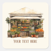 可愛い農家マーケットブース追加文字 スクエアシール (正面)
