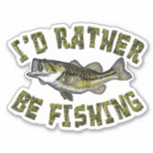 可愛い迷彩柄むしろ魚釣りバスフィッシュ シール (正面)