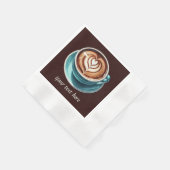 可愛い追加あなたのテキストのコーヒーレディ 縁ありカクテルナプキン (角)