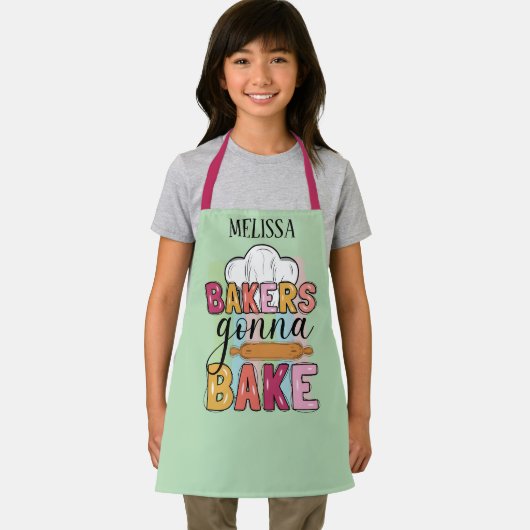 可愛い追加の名前のベーカースが女の子を焼く エプロン (インサイチュ)