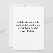 可愛い遅れた誕生日パンのカタツムリのご挨拶 カード (裏面)