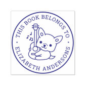 可愛い遊ドッグギタパーソナライズされたーのネームブックラベル セルフインキングスタンプ (デザイン)