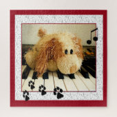 可愛い遊犬のキーボード ジグソーパズル (縦)