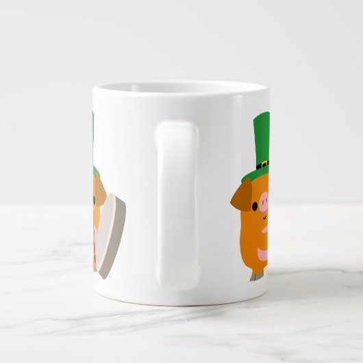 可愛い達磨遊さんの漫画の豚 ジャンボコーヒーマグカップ (裏面)