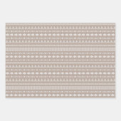 可愛い部族アステカ柄ブラックブラウン砂白 ラッピングペーパーシート (正面3)